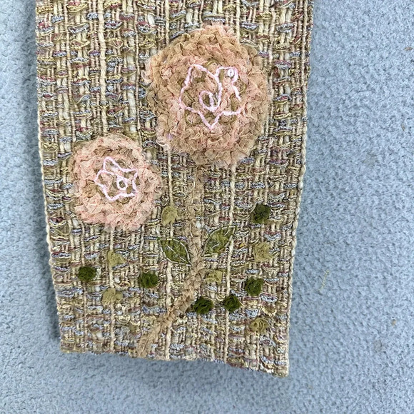 Amet & ladoue Scarf Floral‎ Mixed Media Silk Blend 3D Rosette Embroidered Boho - Picture 4 of 5